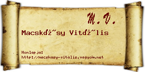 Macskásy Vitális névjegykártya